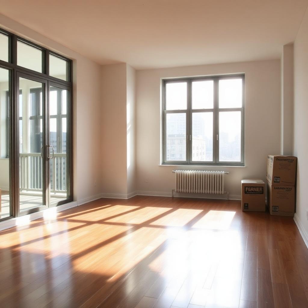 Empty modern apartment cleaned after move-out